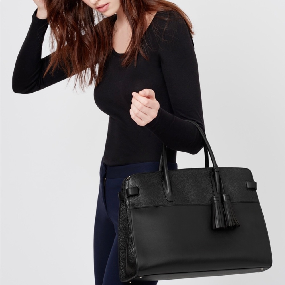 Cuyana Work Satchel, Pebbled & Smooth Leather